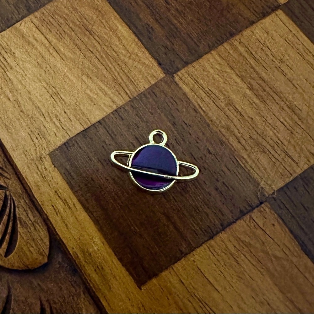 🔴 5 for $10 ONE Purple Gold Planet Charm Pendant Jewelry Making